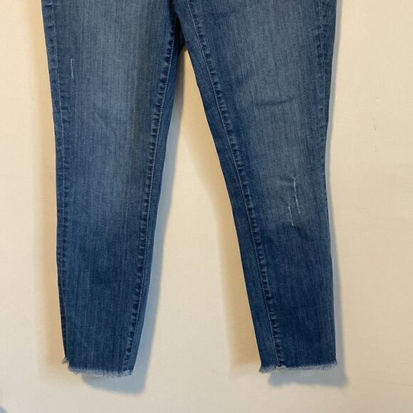 LOFT Medium Wash Modern Skinny Mid-Rise Raw Edge Hem Jeans Size 26/2 P - Picture 3 of 11